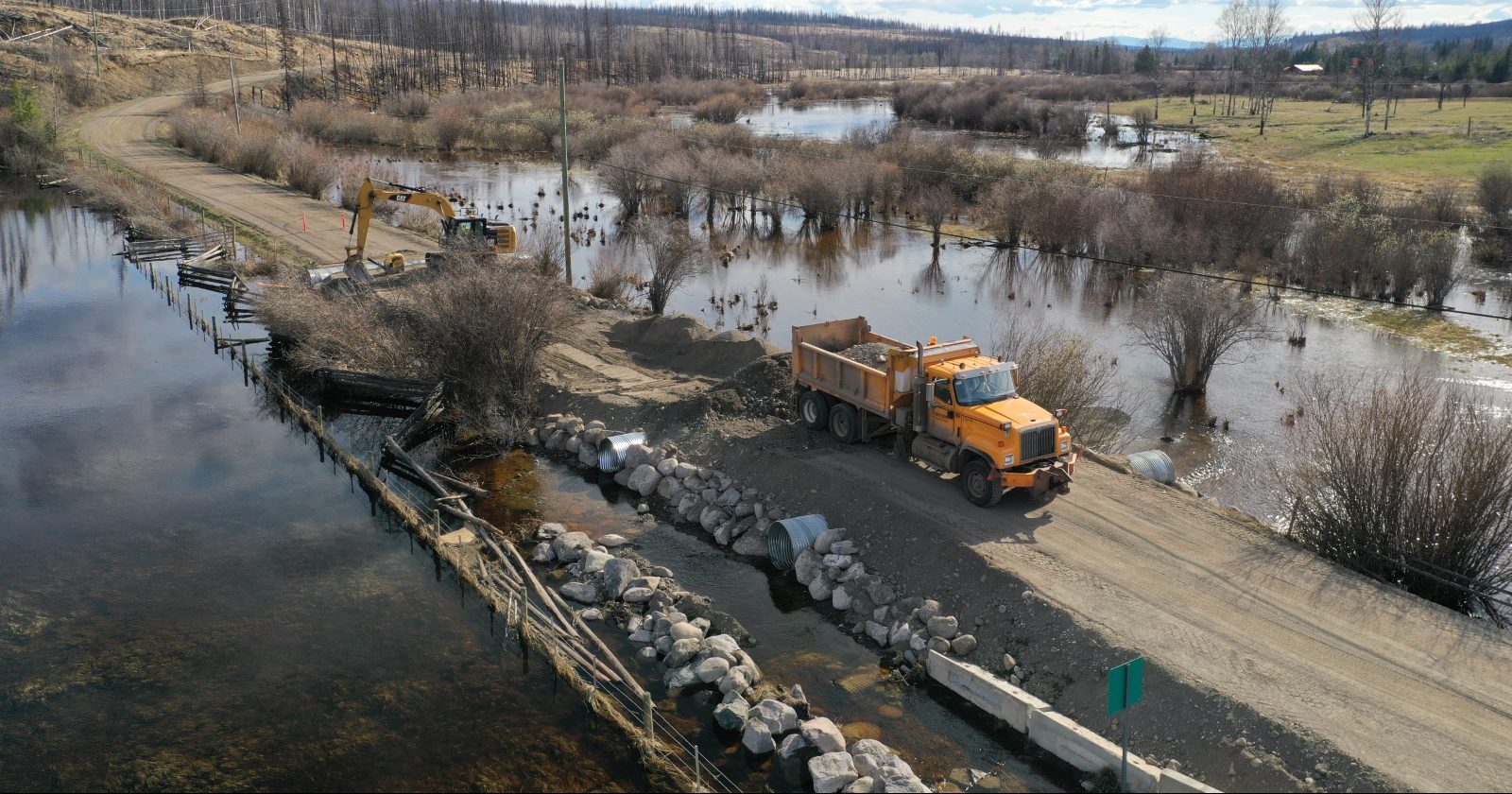 Dawson Road Maintenance repairing Boule Young Lake Road in the South Cariboo.